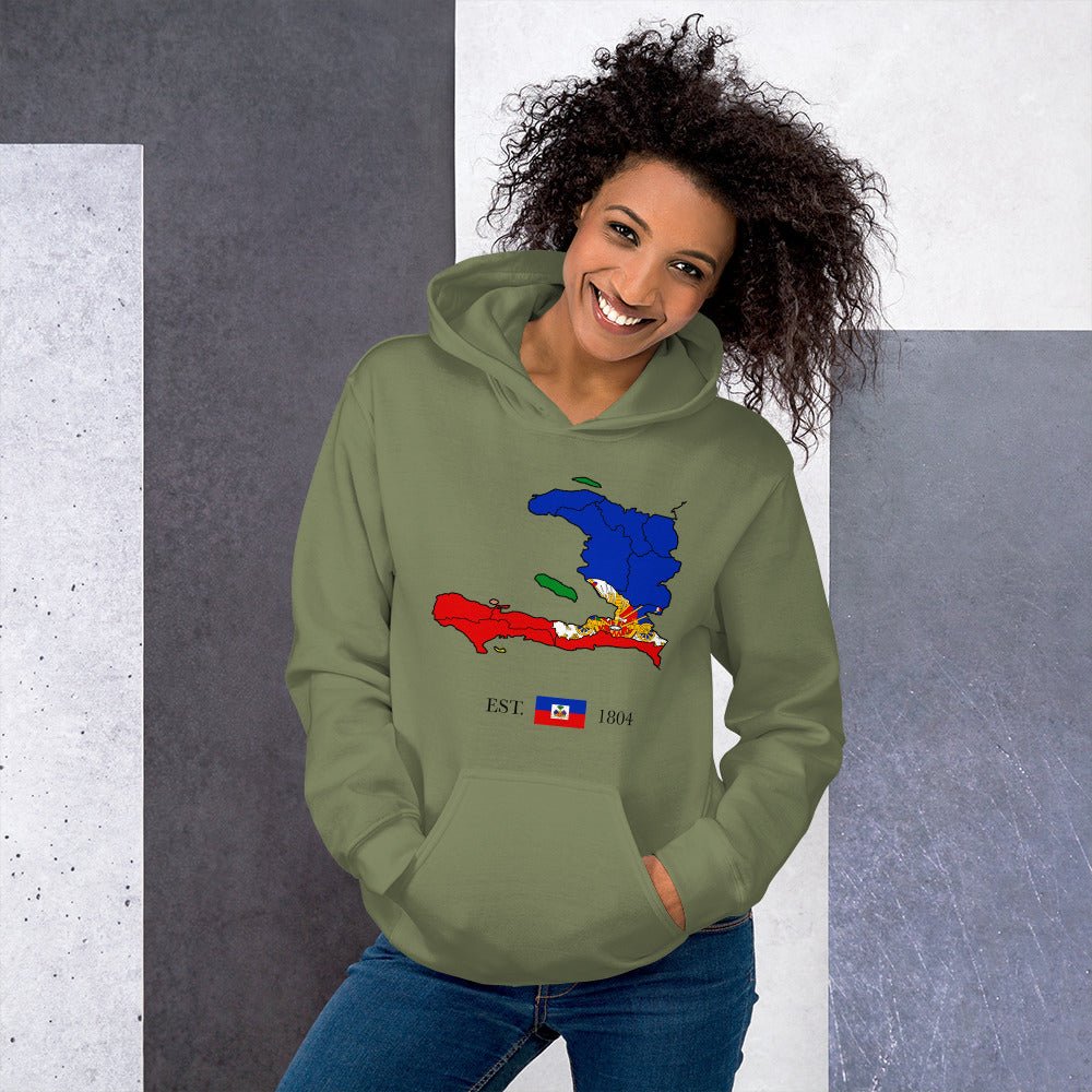 07 - Haiti Map EST 1804 Unisex Hoodie - Haitianbuy