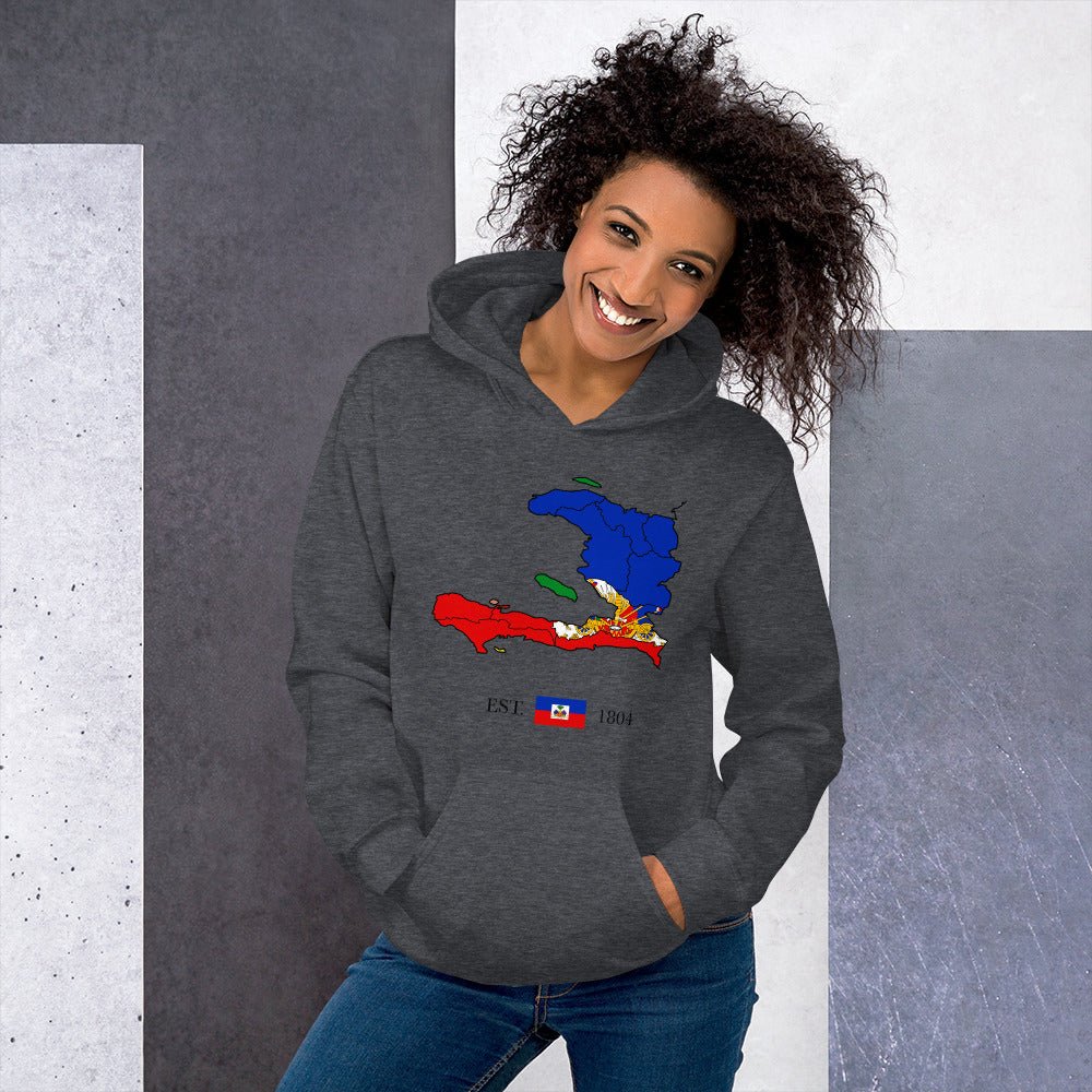 07 - Haiti Map EST 1804 Unisex Hoodie - Haitianbuy