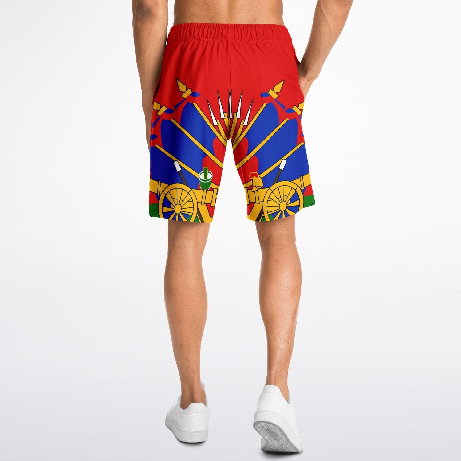 10-RED Athletic Long Shorts - AOP - Haitianbuy