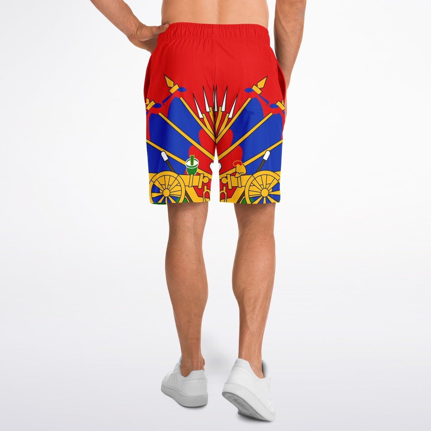 10-RED Athletic Long Shorts - AOP - Haitianbuy