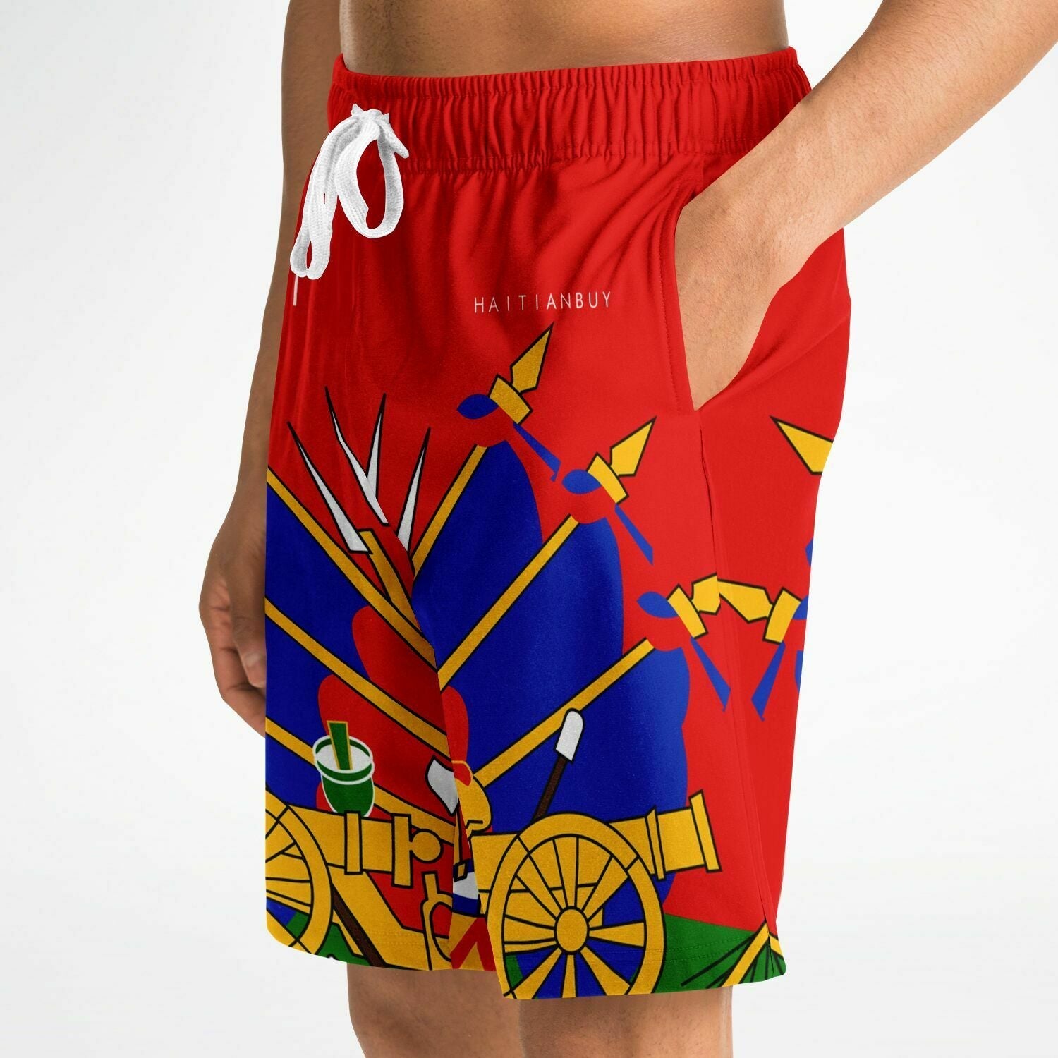 10-RED Athletic Long Shorts - AOP - Haitianbuy