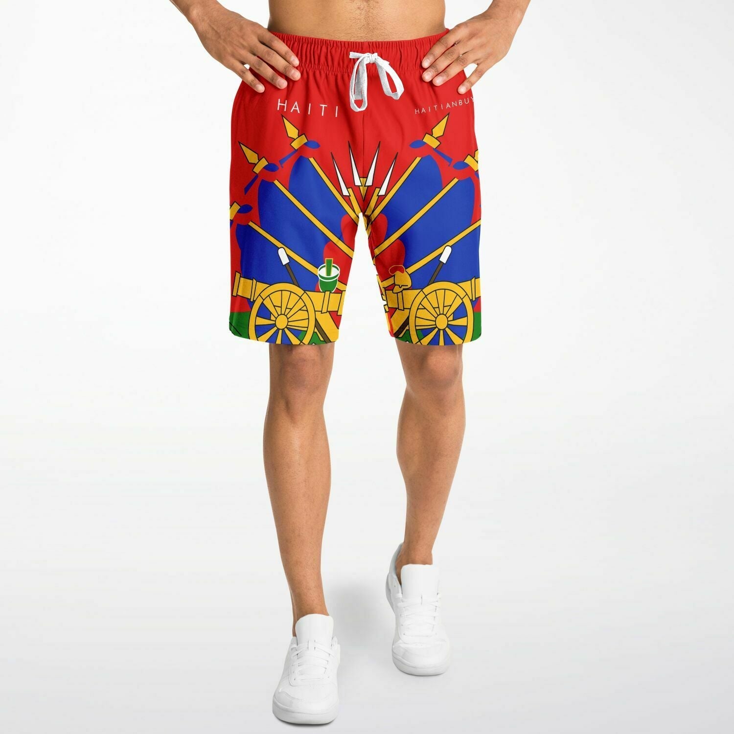 10-RED Athletic Long Shorts - AOP - Haitianbuy