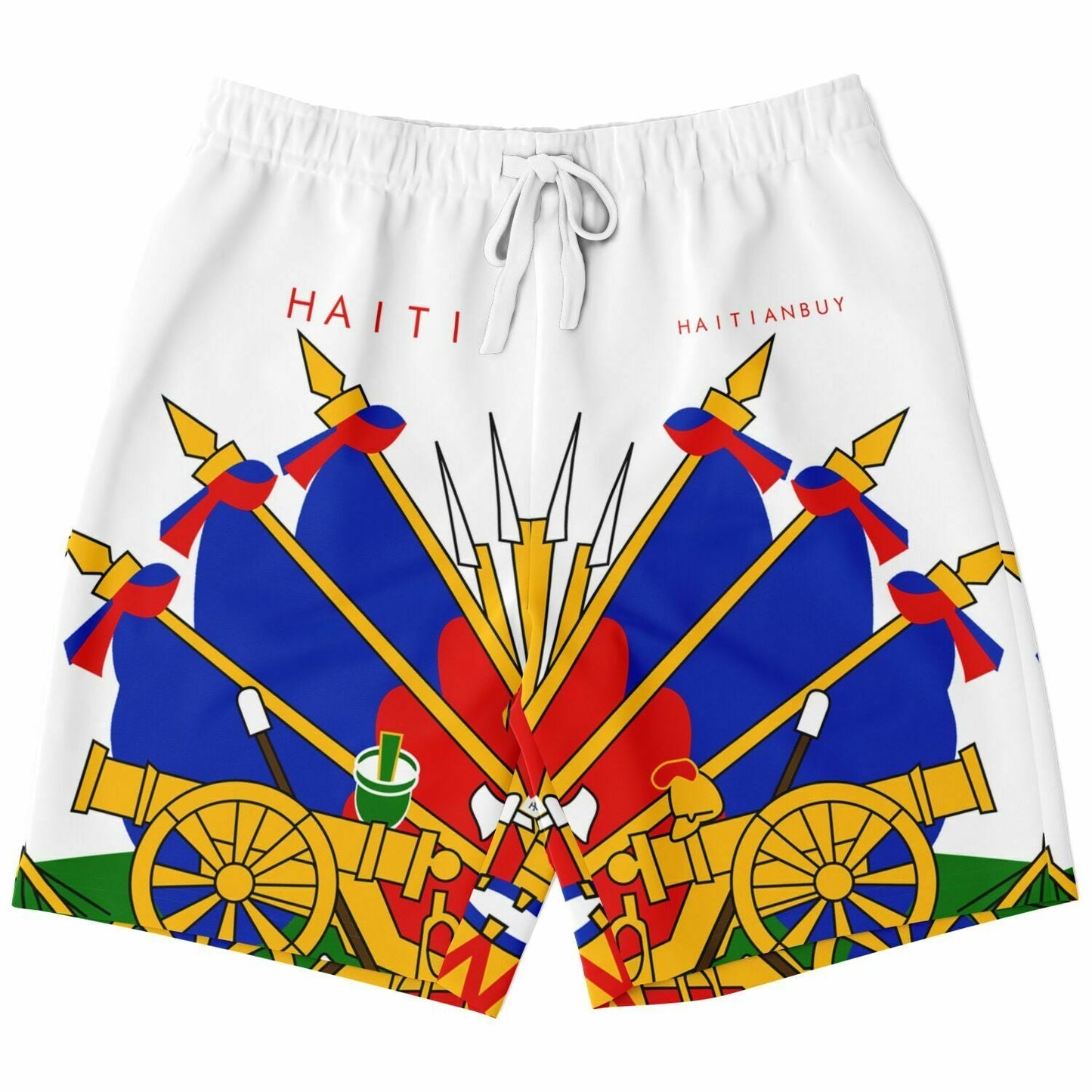 10-White Athletic Long Shorts - AOP - Haitianbuy