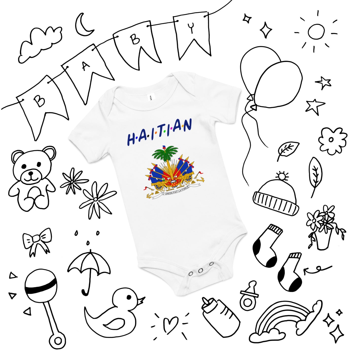 13-COAT OF ARMS OF HAITI Baby short sleeve one piece - Haitianbuy