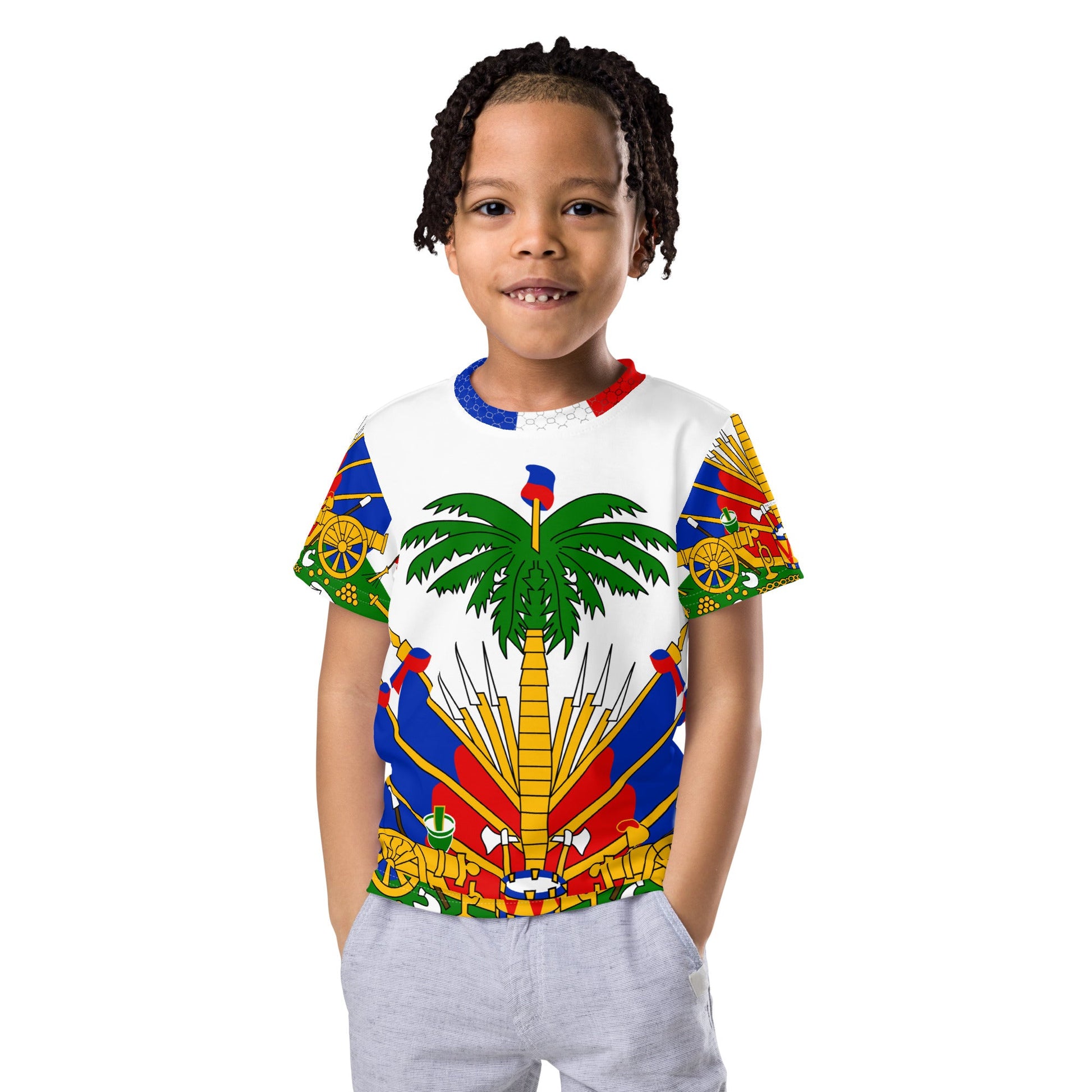 Coat of arms of Haiti Kids crew neck t-shirt - Haitianbuy