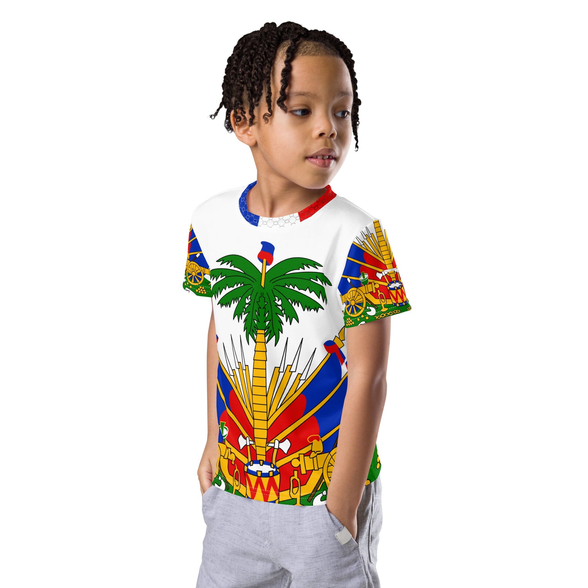 Coat of arms of Haiti Kids crew neck t-shirt - Haitianbuy