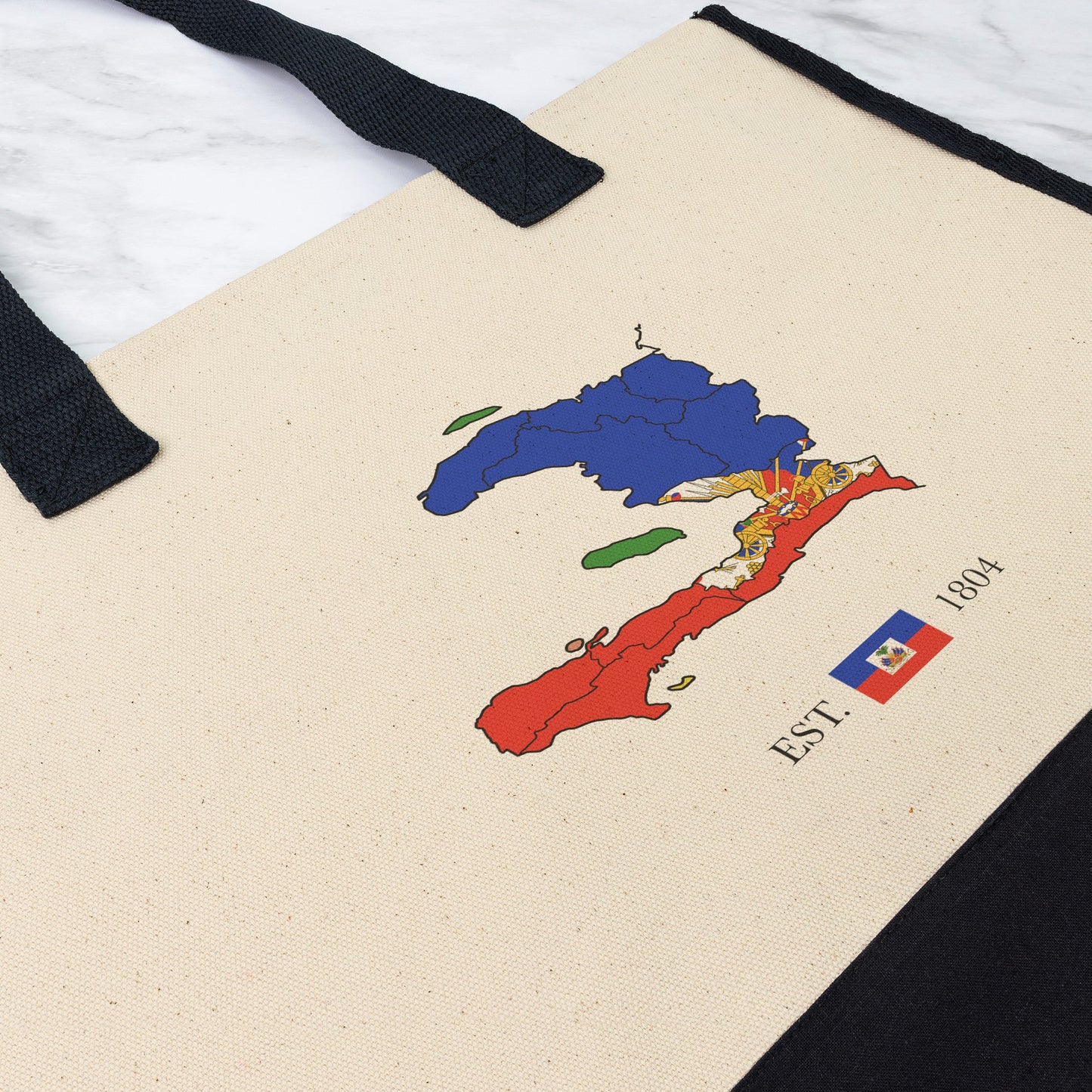 Haiti Map Premium Cotton Tote Bag - Haitianbuy