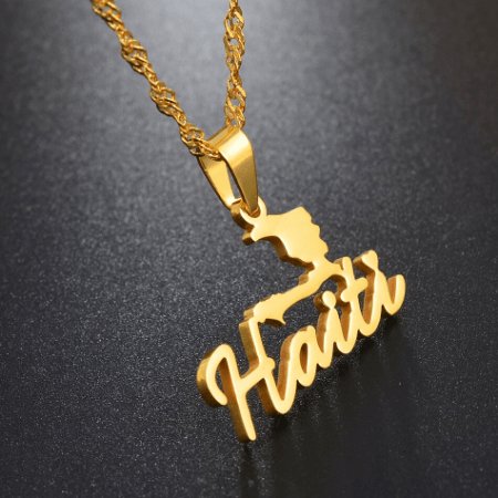 09-Haiti Map Necklaces 18k - Haitianbuy