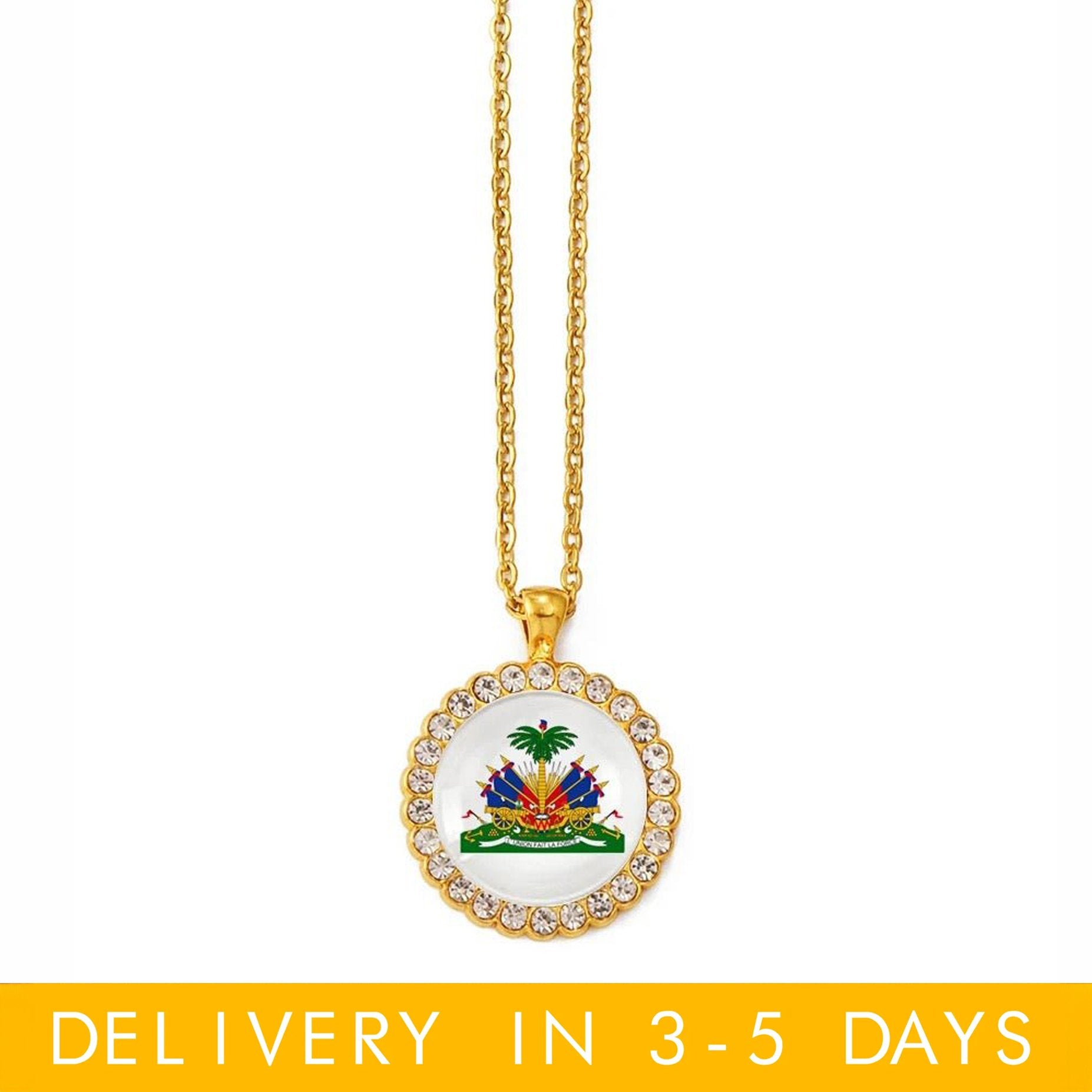 16-Coat of arms of Haiti pendant Necklace - Haitianbuy