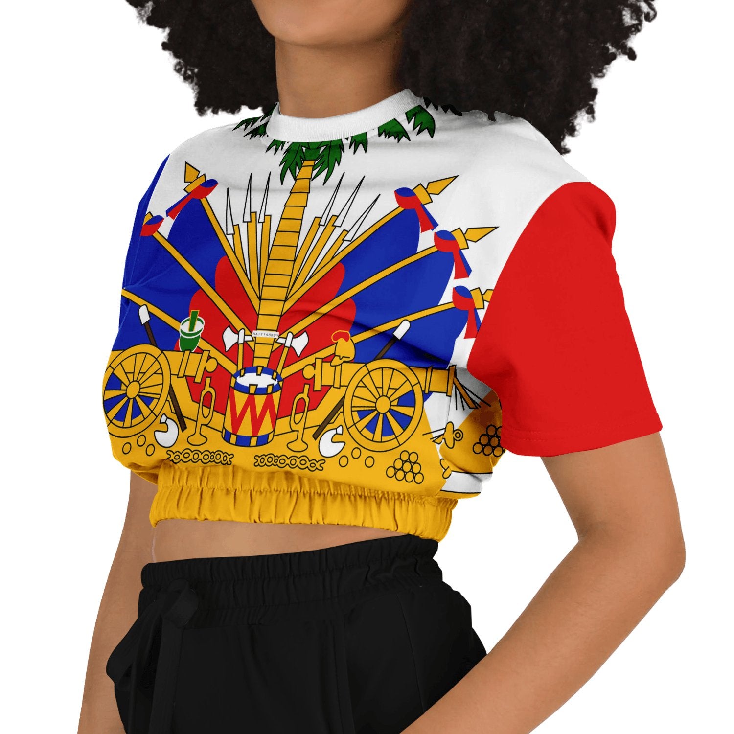 17-Cropped short sleeve sweatshirt - Haitianbuy