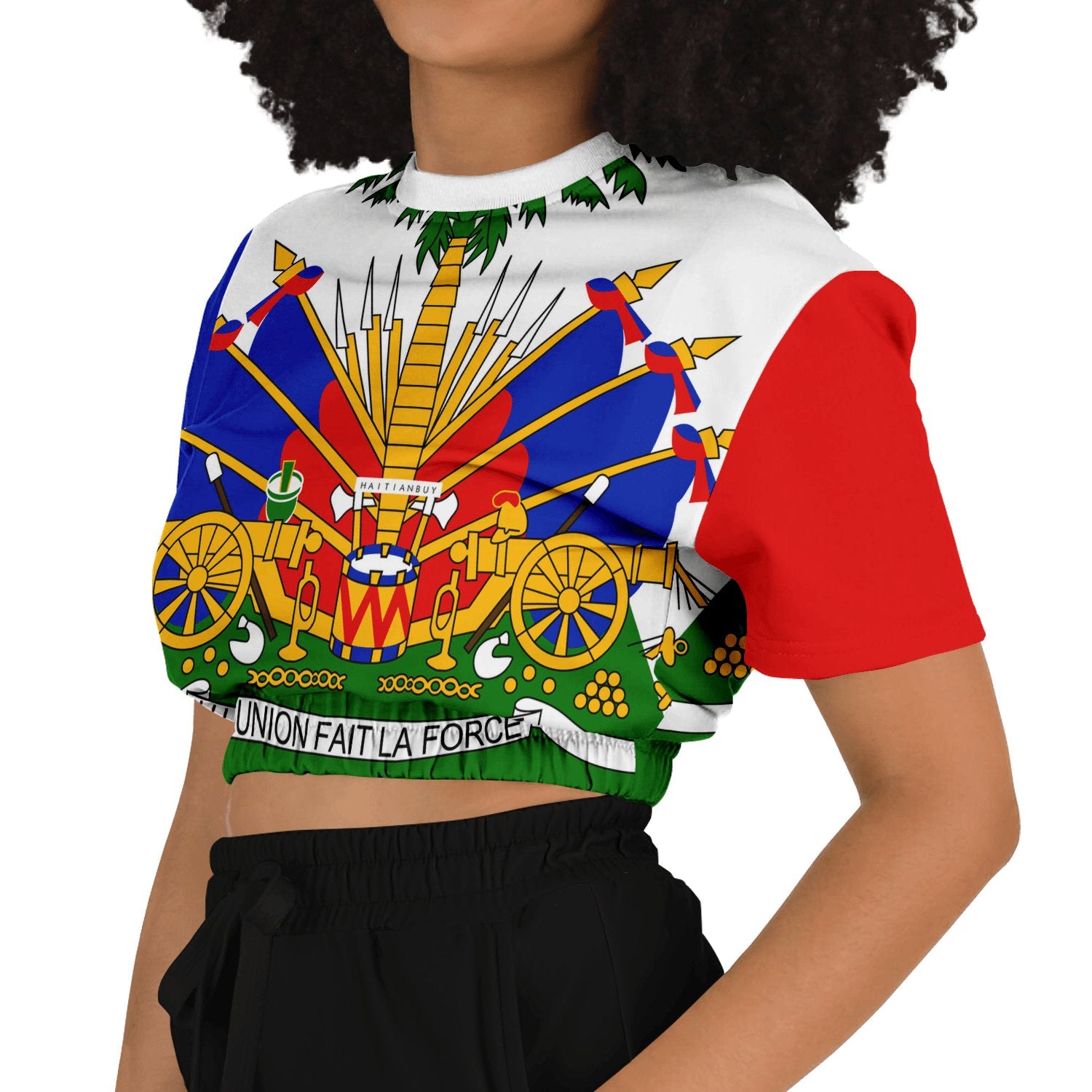 17-CROPPED SHORT SLEEVE SWEATSHIRT -GREEN - Haitianbuy