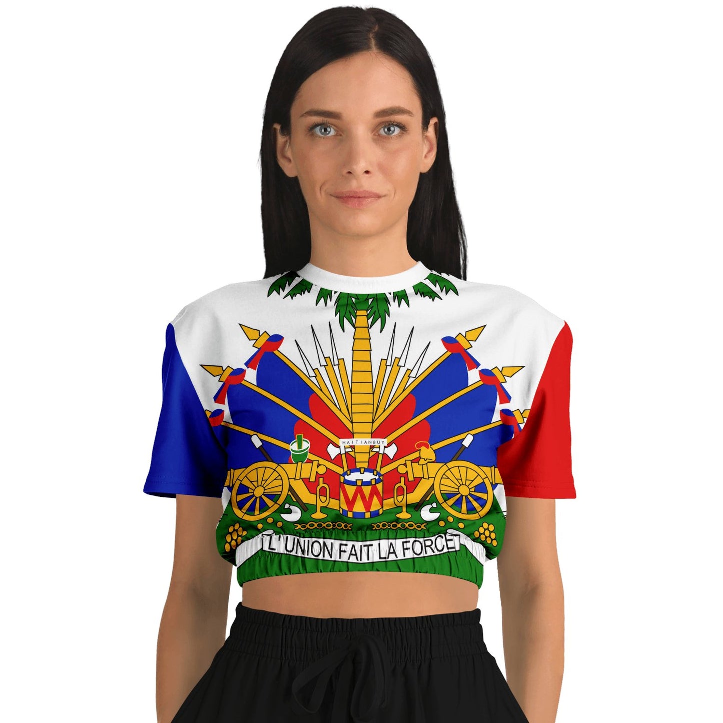 17-CROPPED SHORT SLEEVE SWEATSHIRT -GREEN - Haitianbuy