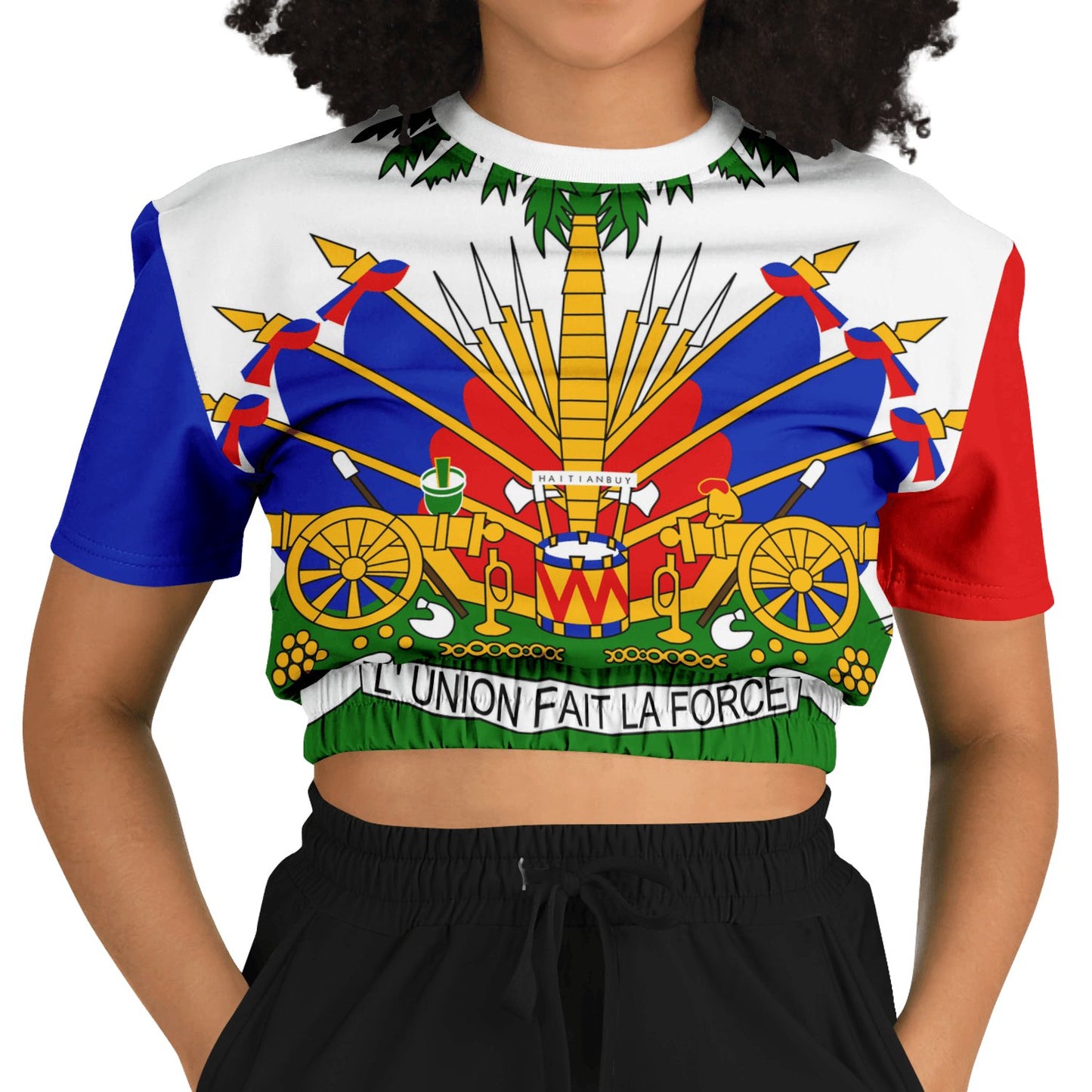 17-CROPPED SHORT SLEEVE SWEATSHIRT -GREEN - Haitianbuy