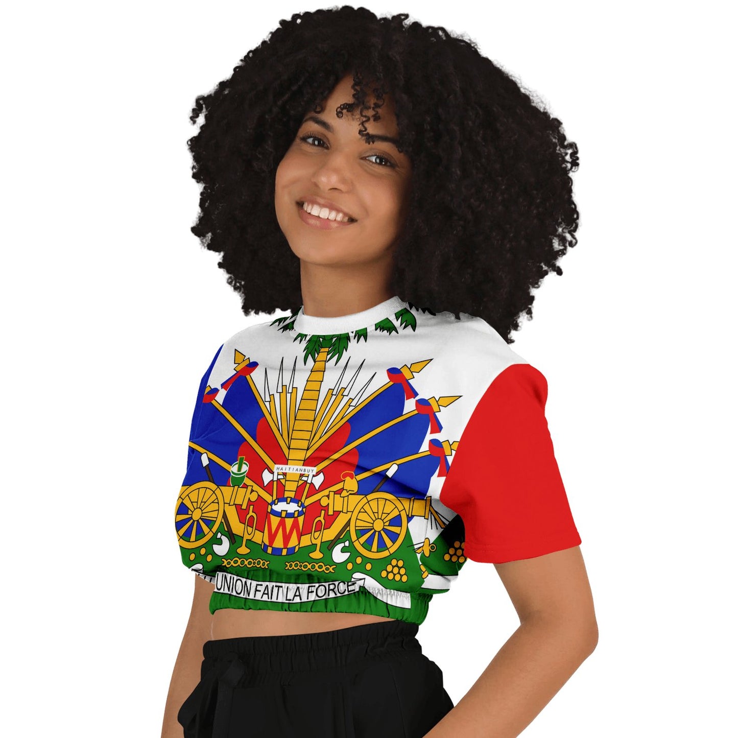 17-CROPPED SHORT SLEEVE SWEATSHIRT -GREEN - Haitianbuy