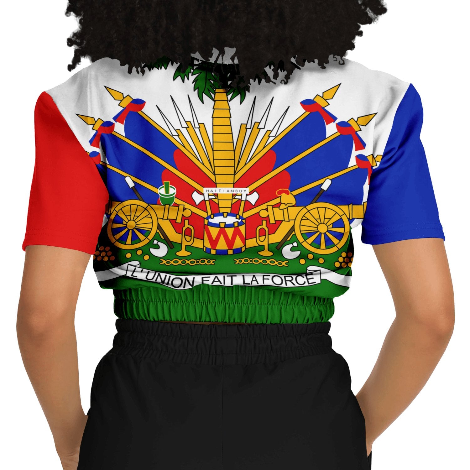 17-CROPPED SHORT SLEEVE SWEATSHIRT -GREEN - Haitianbuy