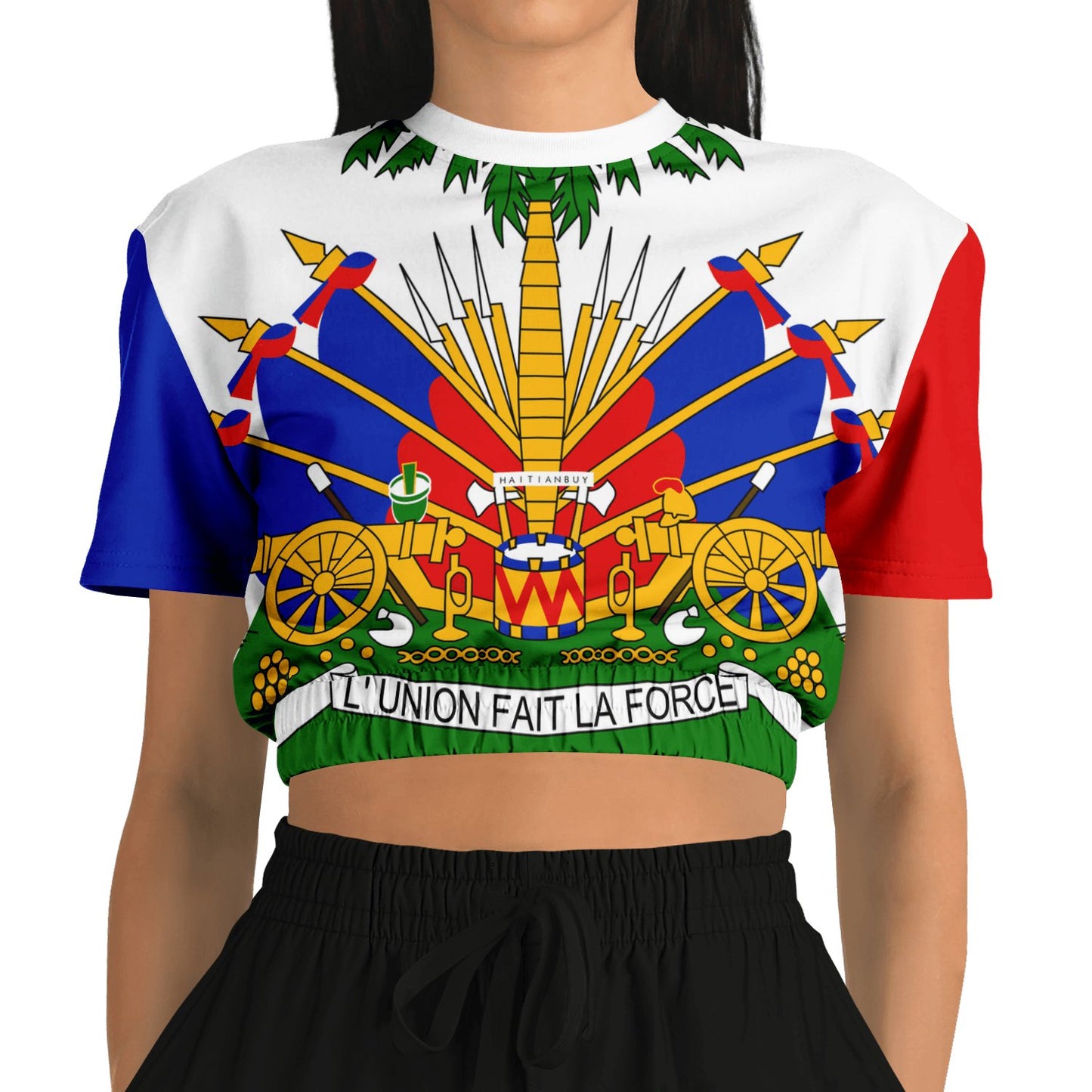 17-CROPPED SHORT SLEEVE SWEATSHIRT -GREEN - Haitianbuy