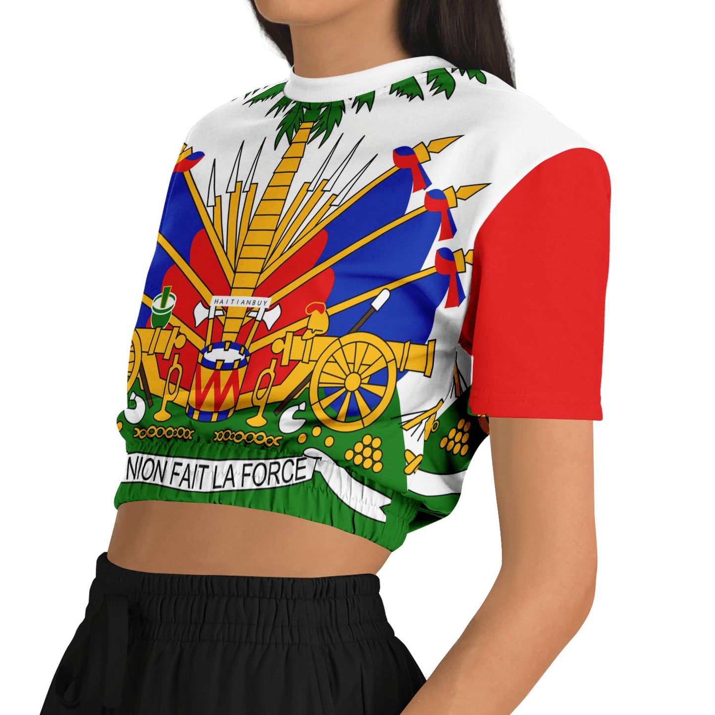 17-CROPPED SHORT SLEEVE SWEATSHIRT -GREEN - Haitianbuy