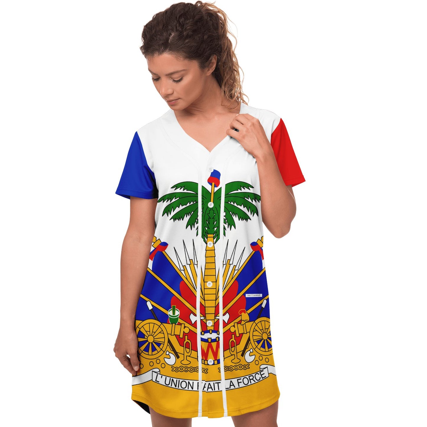 17-HT Baseball Jersey Dress (White stripe) - Haitianbuy