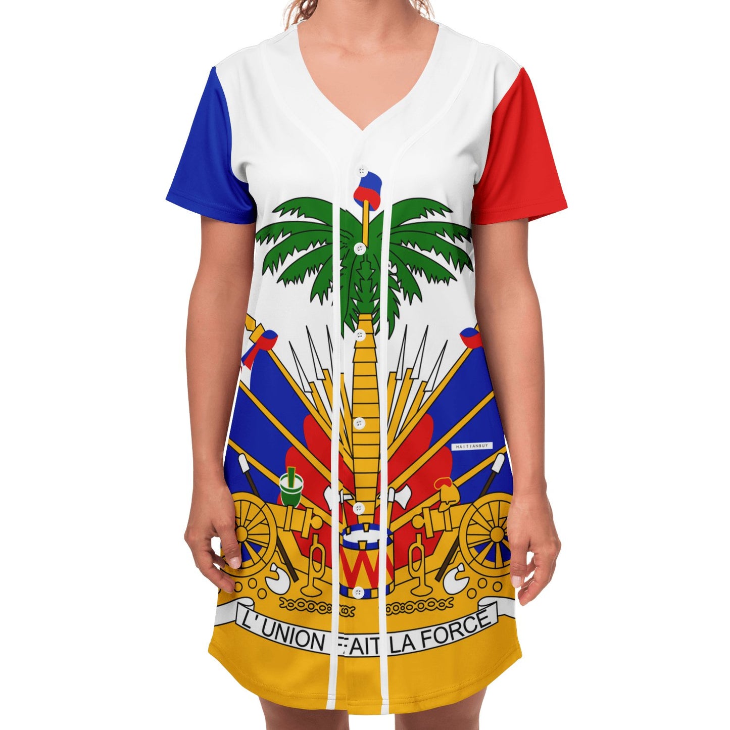 17-HT Baseball Jersey Dress (White stripe) - Haitianbuy