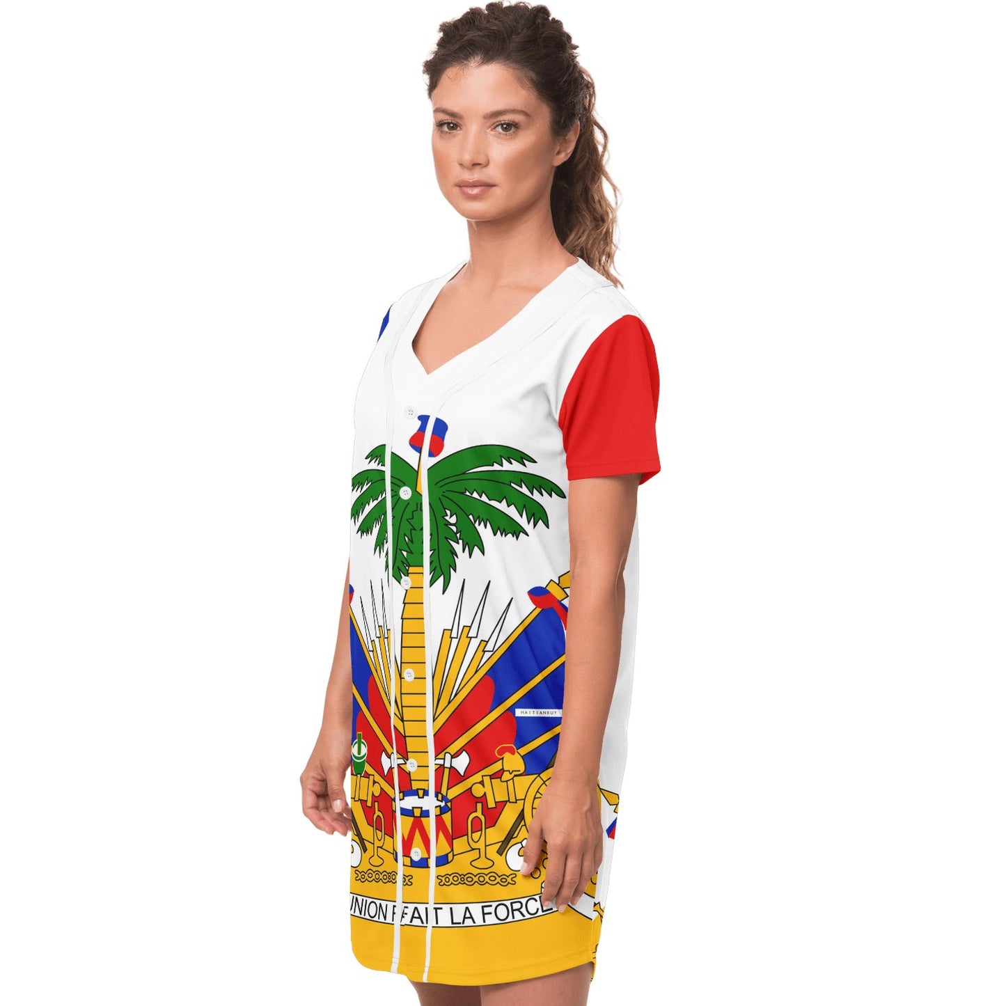 17-HT Baseball Jersey Dress (White stripe) - Haitianbuy