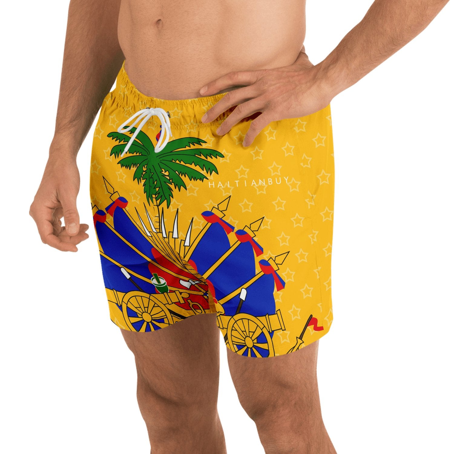 36-Coat of Arms of Haiti -Star Swim Trunks Men - Haitianbuy