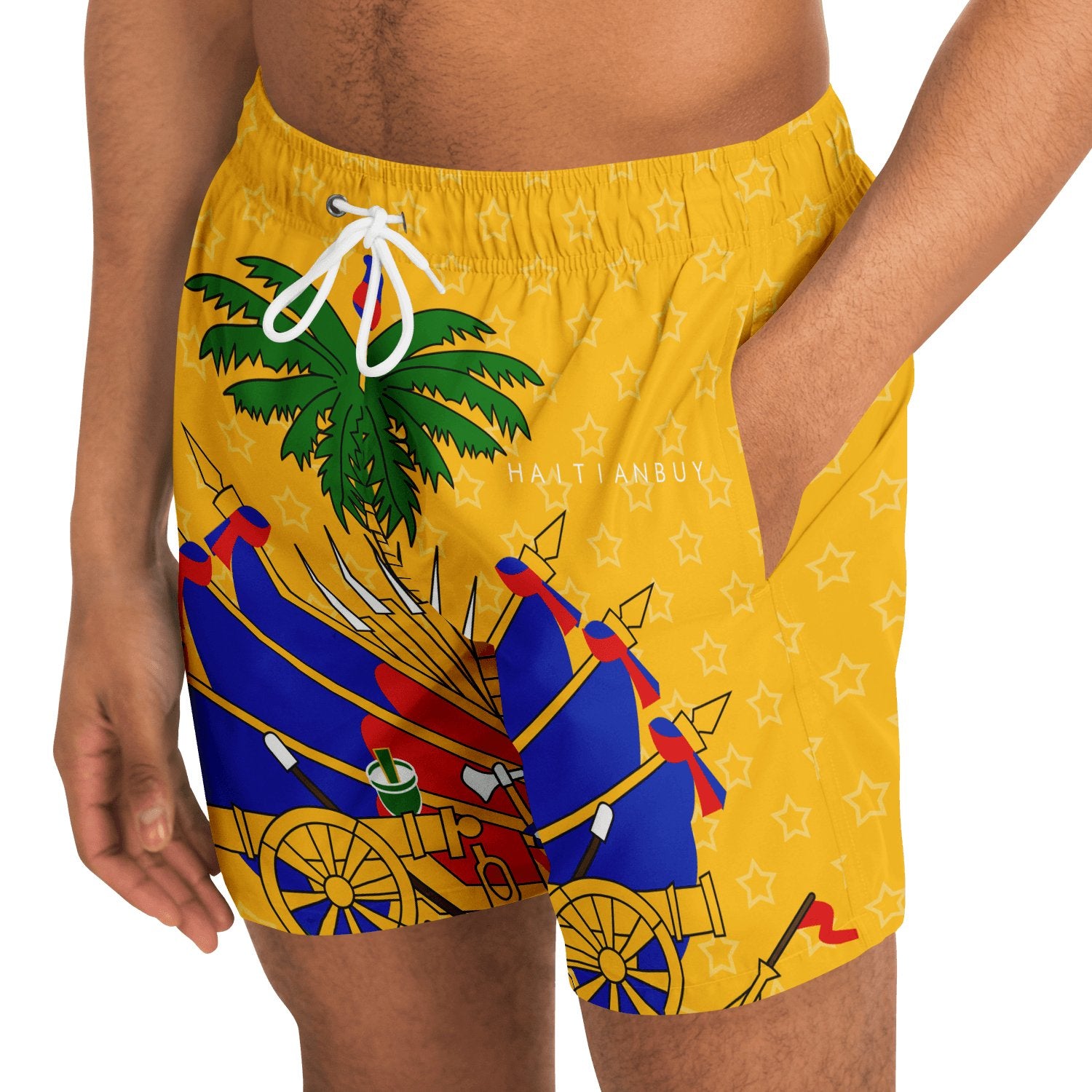 36-Coat of Arms of Haiti -Star Swim Trunks Men - Haitianbuy