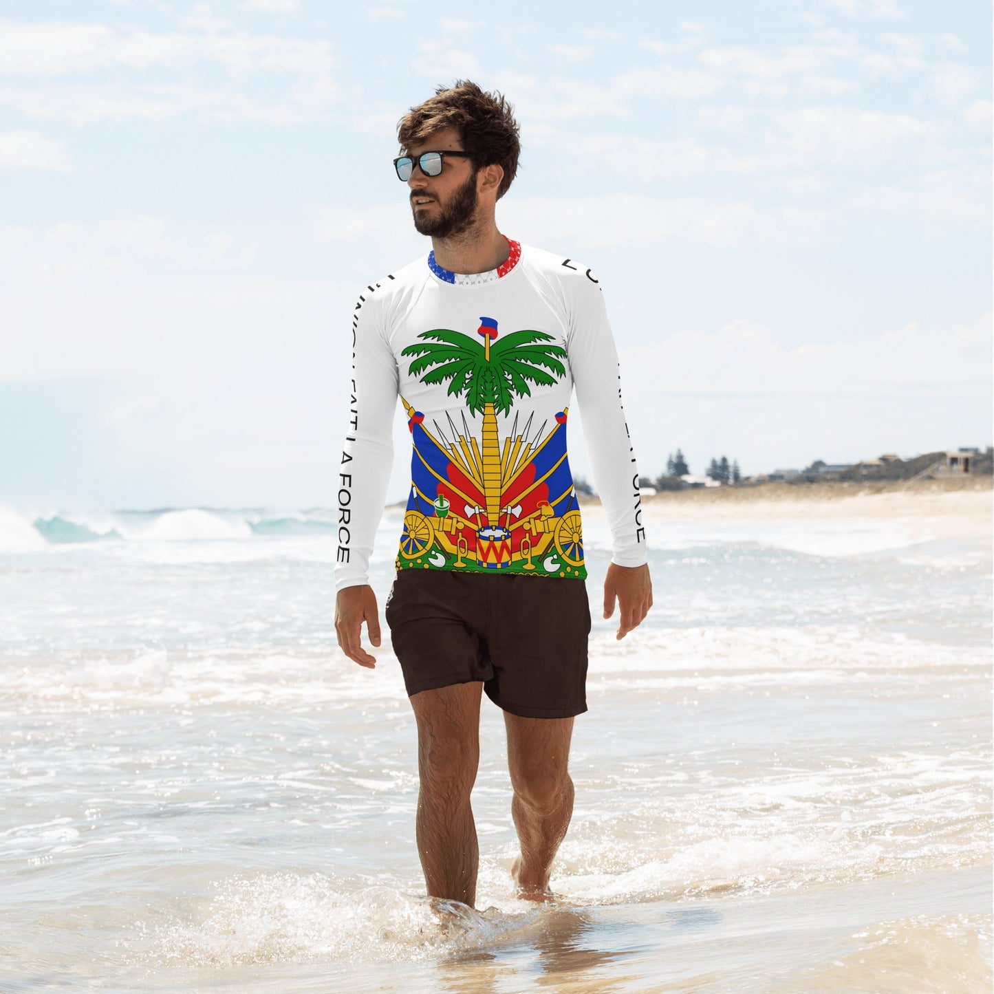 COAT OF ARMS OF HAITI Men's Rash Guard - Haitianbuy