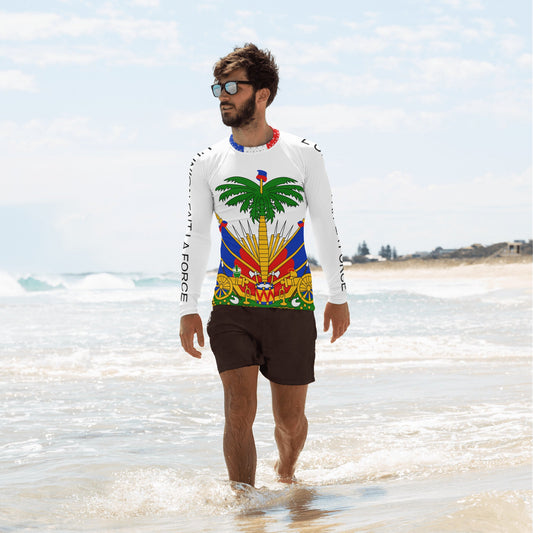 COAT OF ARMS OF HAITI Men's Rash Guard - Haitianbuy