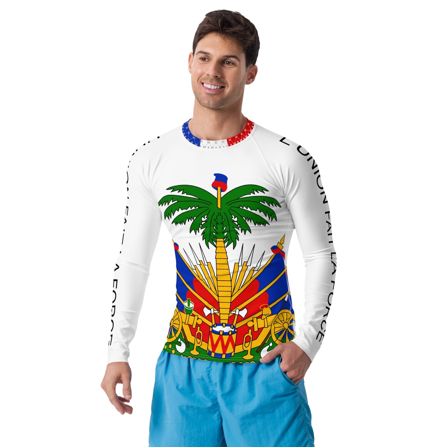 COAT OF ARMS OF HAITI Men's Rash Guard - Haitianbuy