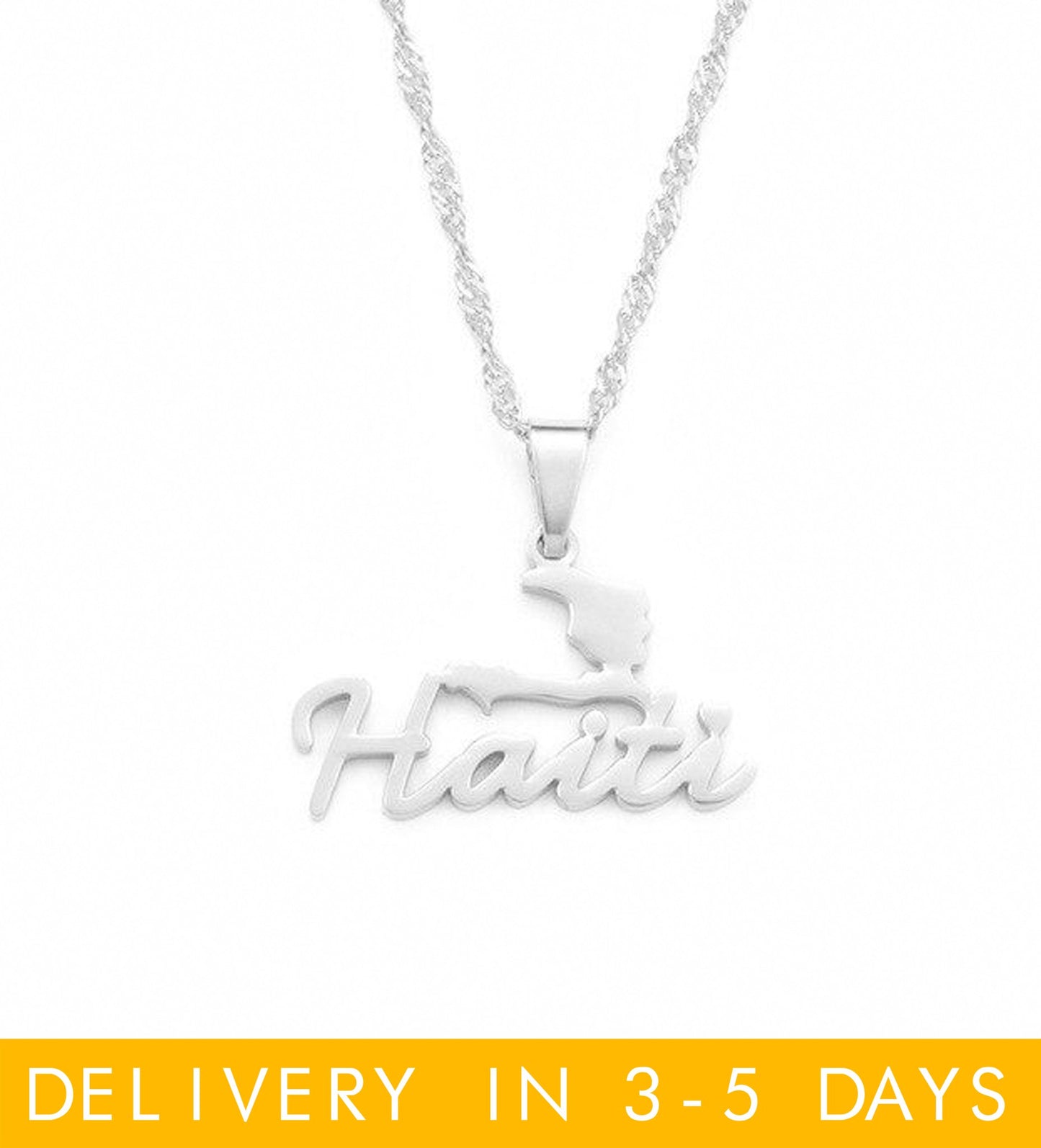 Haiti Map Necklaces Silver - Haitianbuy