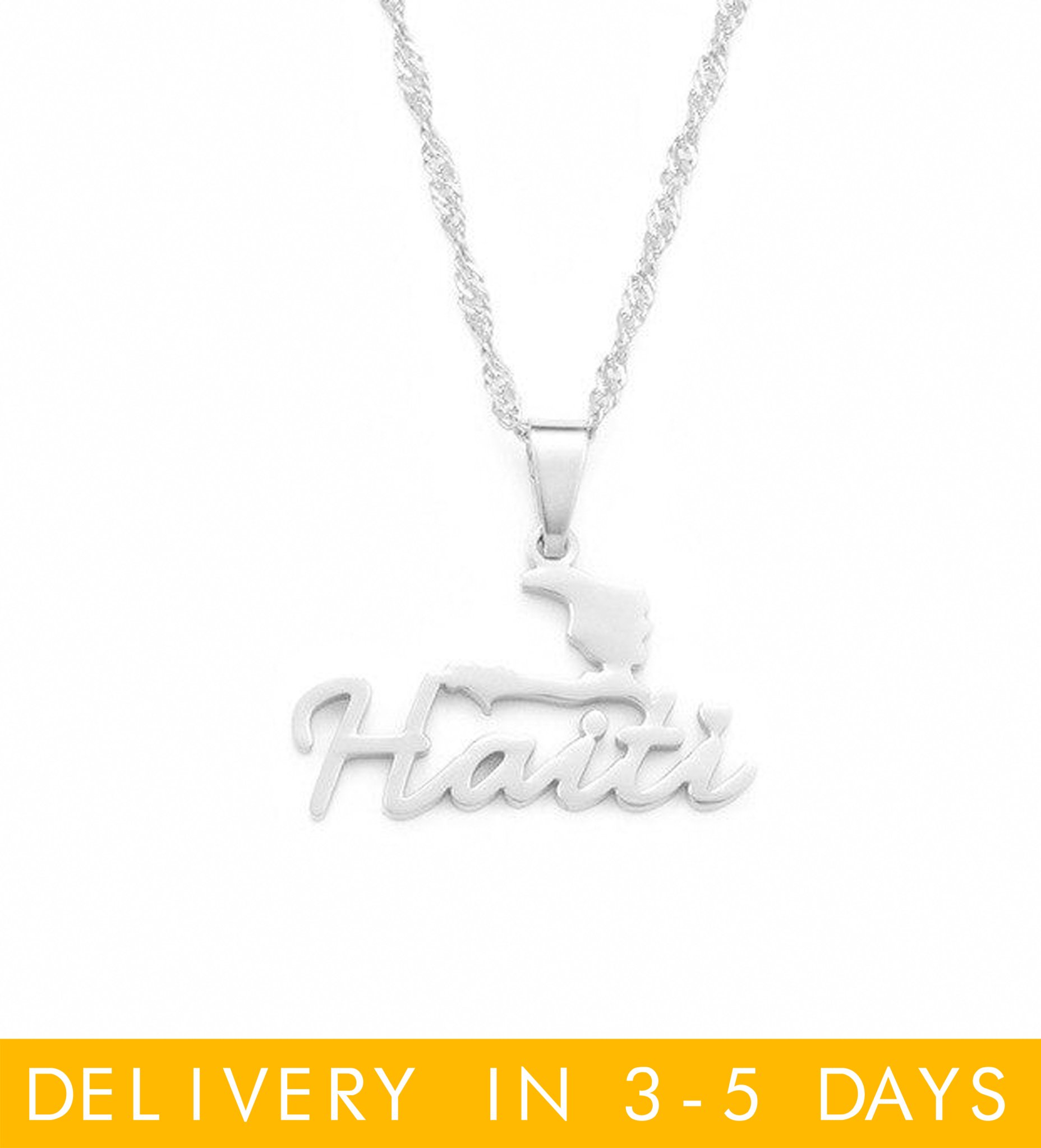 Haiti Map Necklaces Silver - Haitianbuy