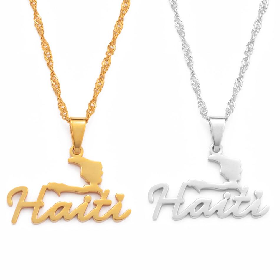 Haiti Map Necklaces Silver - Haitianbuy