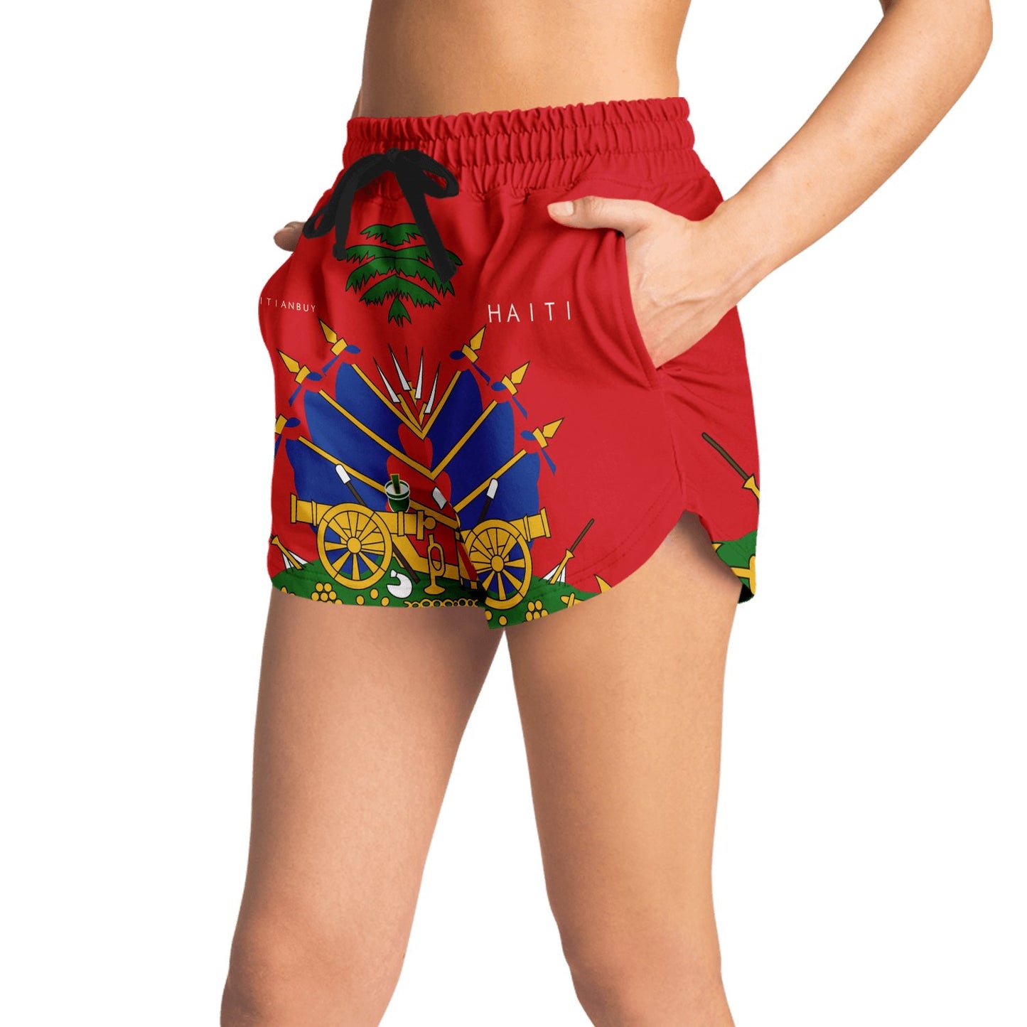 HT-Coat of arms Of Haiti Women Fashion Loose Shorts - Haitianbuy